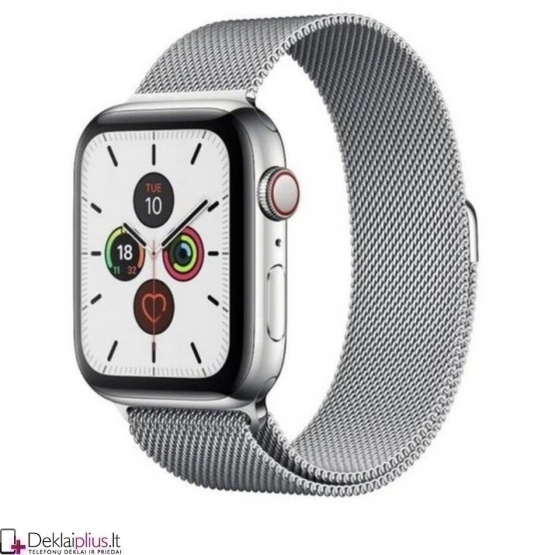 Magnetinis dirželis - sidabrinės spalvos laikrodžiui Apple Watch 2/3/4/5/6/Se (44mm/42mm) Magnetinis dirželis - sidabrinės spalvos laikrodžiui Apple Watch 2/3/4/5/6/Se (44mm/42mm)